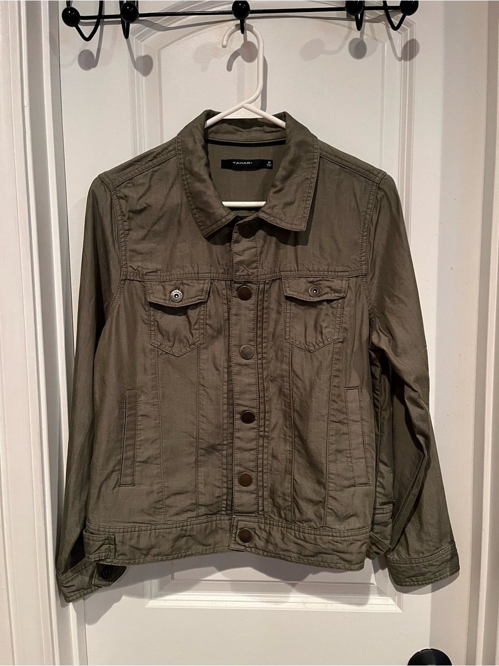 Tahari Women's Olive Green Lyocell Cropped Utility Jacket M, see size info